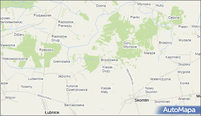 mapa Brzozówka gmina Łubnice, Brzozówka gmina Łubnice na mapie Targeo