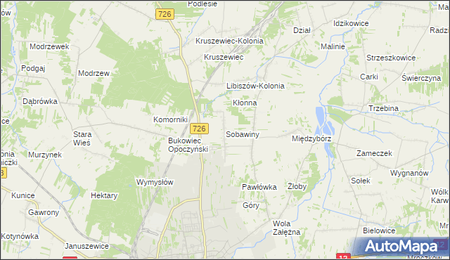 mapa Sobawiny, Sobawiny na mapie Targeo