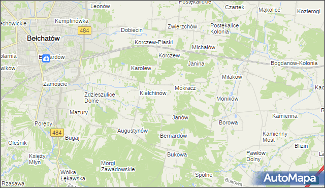 mapa Wiktorów gmina Bełchatów, Wiktorów gmina Bełchatów na mapie Targeo