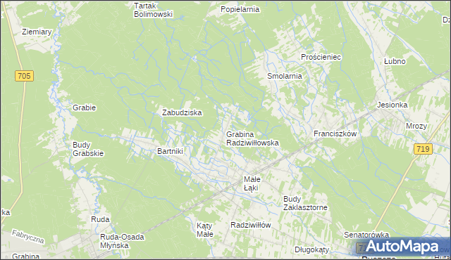 mapa Grabina Radziwiłłowska, Grabina Radziwiłłowska na mapie Targeo