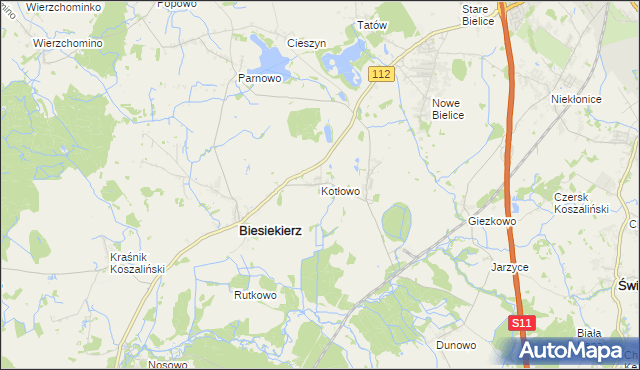 mapa Kotłowo gmina Biesiekierz, Kotłowo gmina Biesiekierz na mapie Targeo