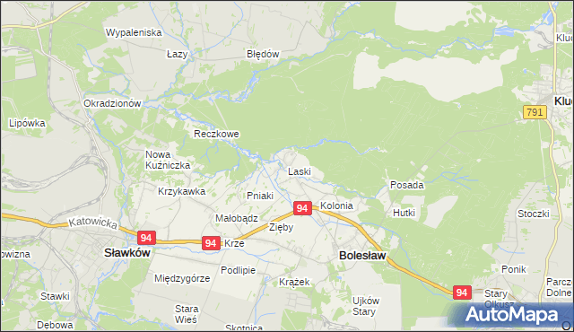 mapa Laski gmina Bolesław, Laski gmina Bolesław na mapie Targeo