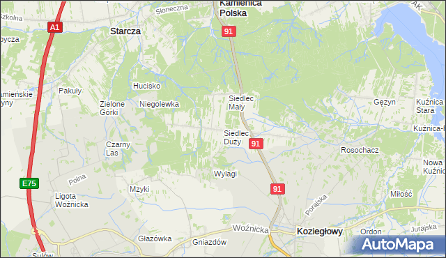 mapa Siedlec Duży, Siedlec Duży na mapie Targeo