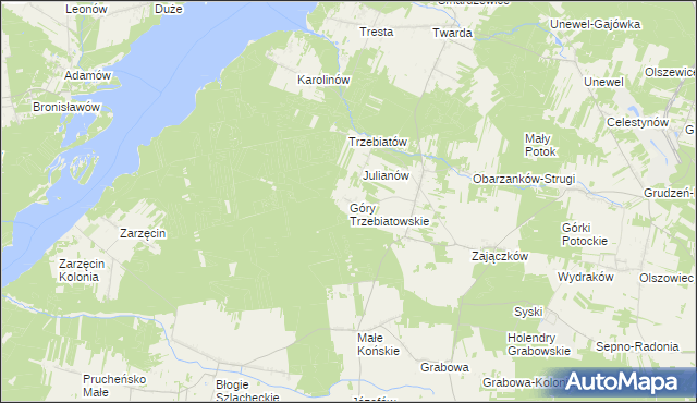 mapa Góry Trzebiatowskie, Góry Trzebiatowskie na mapie Targeo