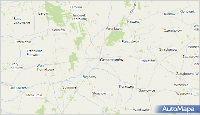 mapa Goszczanów, Goszczanów na mapie Targeo