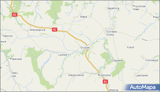 mapa Gryżów, Gryżów na mapie Targeo