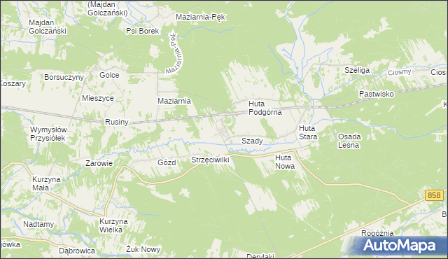 mapa Huta Krzeszowska, Huta Krzeszowska na mapie Targeo