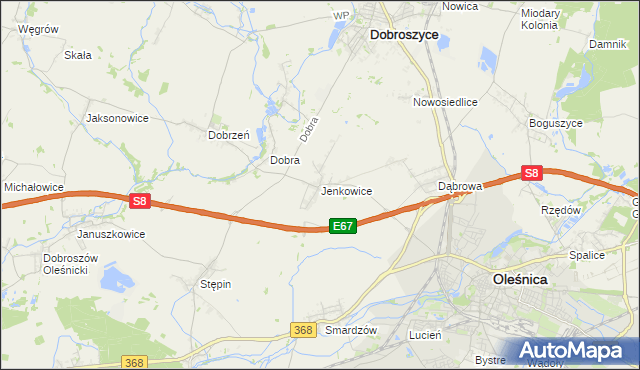 mapa Jenkowice gmina Oleśnica, Jenkowice gmina Oleśnica na mapie Targeo