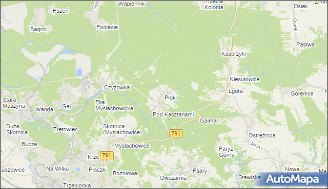 mapa Płoki gmina Trzebinia, Płoki gmina Trzebinia na mapie Targeo