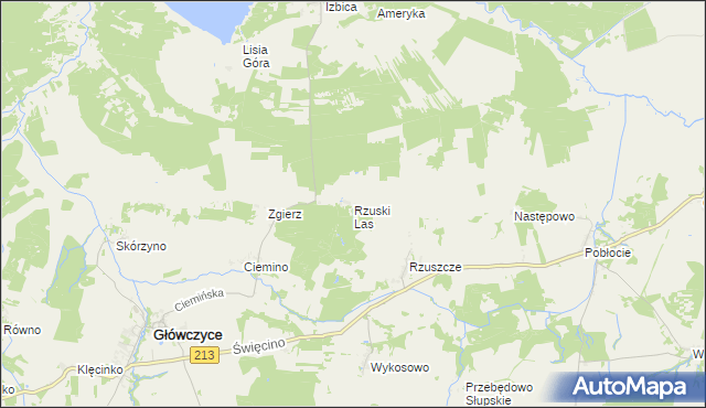 mapa Rzuski Las, Rzuski Las na mapie Targeo