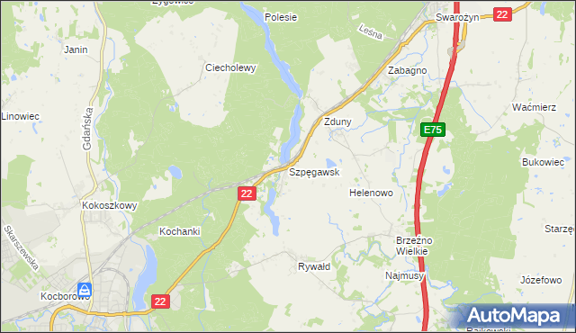 mapa Szpęgawsk, Szpęgawsk na mapie Targeo