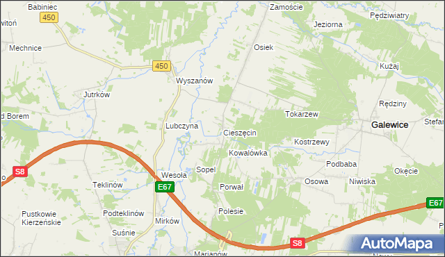 mapa Cieszęcin, Cieszęcin na mapie Targeo