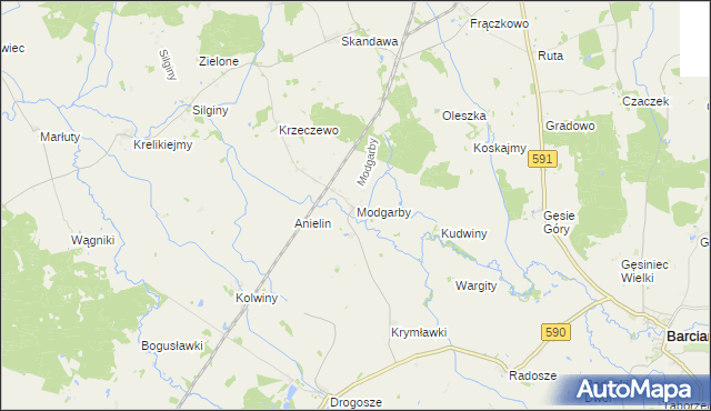 mapa Modgarby, Modgarby na mapie Targeo