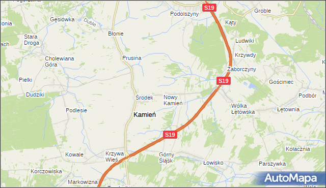 mapa Nowy Kamień gmina Kamień, Nowy Kamień gmina Kamień na mapie Targeo