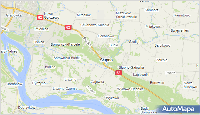 mapa Słupno powiat płocki, Słupno powiat płocki na mapie Targeo