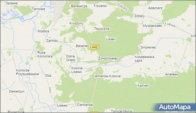 mapa Zimochowiec, Zimochowiec na mapie Targeo