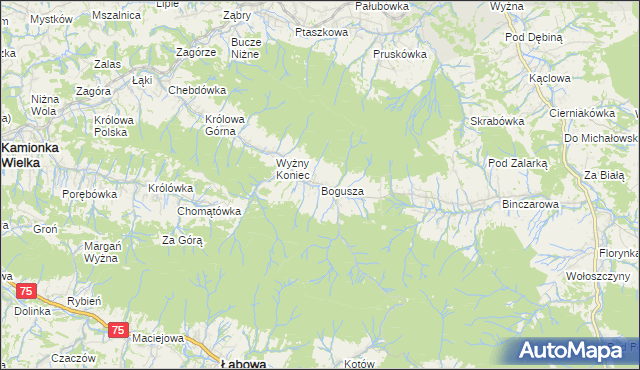 mapa Bogusza, Bogusza na mapie Targeo