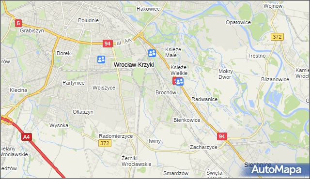 mapa Brochów gmina Wrocław, Brochów gmina Wrocław na mapie Targeo