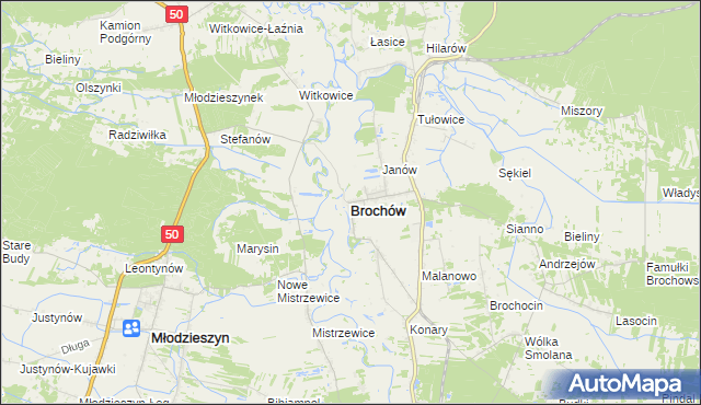 mapa Brochów powiat sochaczewski, Brochów powiat sochaczewski na mapie Targeo