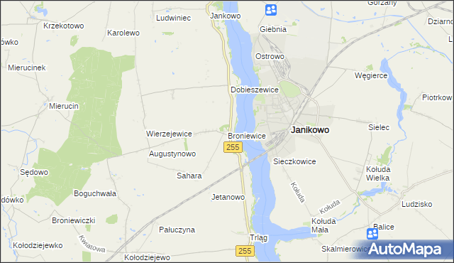 mapa Broniewice, Broniewice na mapie Targeo