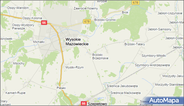 mapa Brzóski Brzezińskie, Brzóski Brzezińskie na mapie Targeo