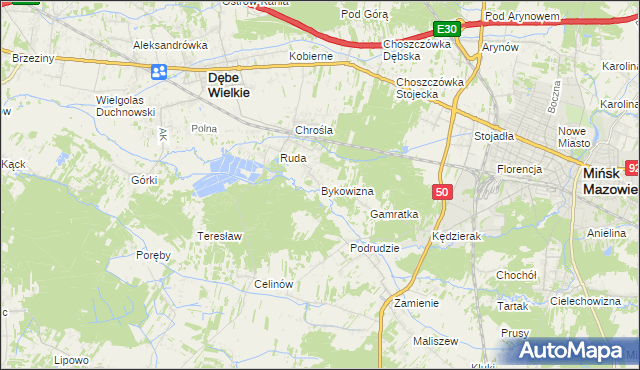 mapa Bykowizna, Bykowizna na mapie Targeo