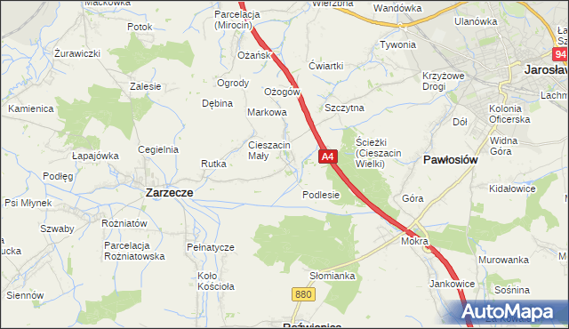 mapa Cieszacin Wielki, Cieszacin Wielki na mapie Targeo