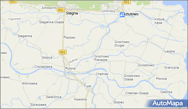 mapa Grochowo Pierwsze, Grochowo Pierwsze na mapie Targeo