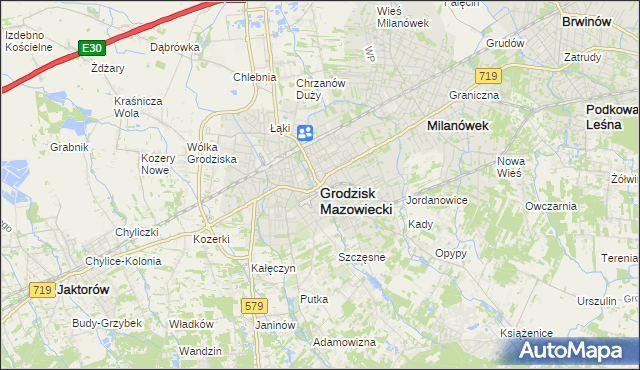 mapa Grodzisk Mazowiecki, Grodzisk Mazowiecki na mapie Targeo