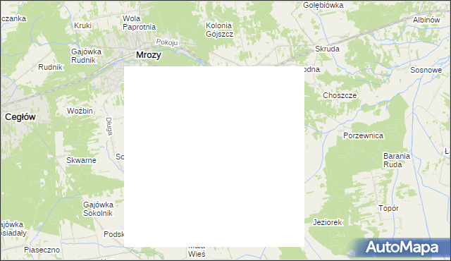 mapa Guzew gmina Mrozy, Guzew gmina Mrozy na mapie Targeo