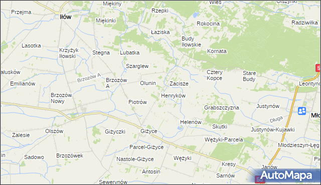 mapa Henryków gmina Iłów, Henryków gmina Iłów na mapie Targeo