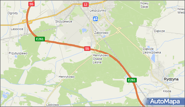 mapa Henrykowo Osada Leśna, Henrykowo Osada Leśna na mapie Targeo