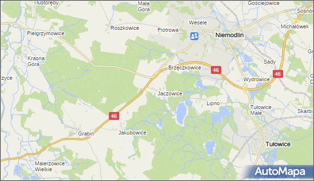 mapa Jaczowice, Jaczowice na mapie Targeo