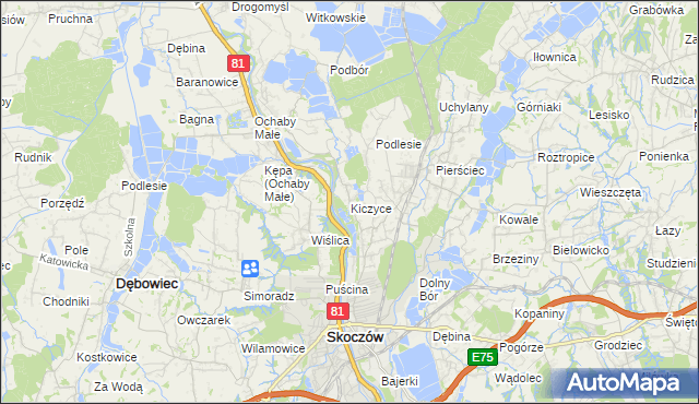 mapa Kiczyce, Kiczyce na mapie Targeo