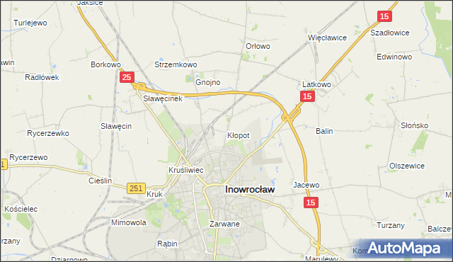 mapa Kłopot gmina Inowrocław, Kłopot gmina Inowrocław na mapie Targeo