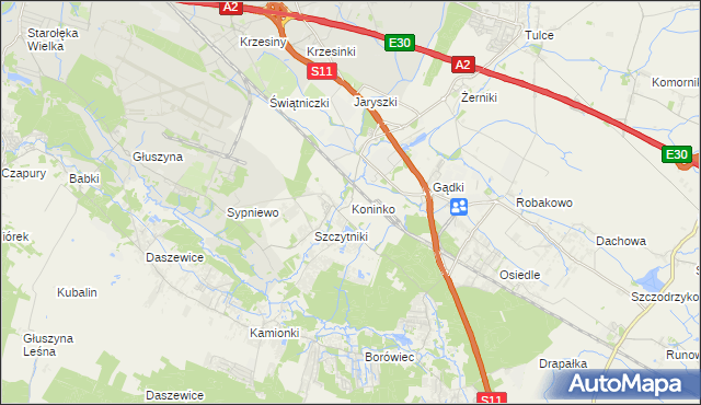 mapa Koninko, Koninko na mapie Targeo