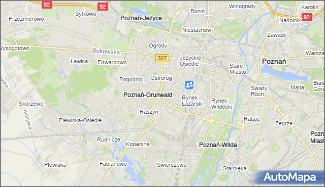 mapa Łazarz gmina Poznań, Łazarz gmina Poznań na mapie Targeo