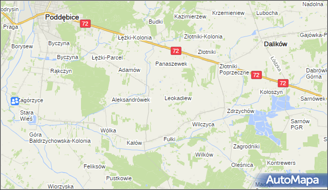 mapa Leokadiew, Leokadiew na mapie Targeo