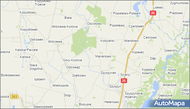 mapa Marianowo gmina Ślesin, Marianowo gmina Ślesin na mapie Targeo