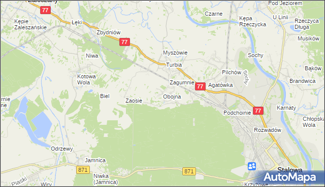 mapa Obojna, Obojna na mapie Targeo