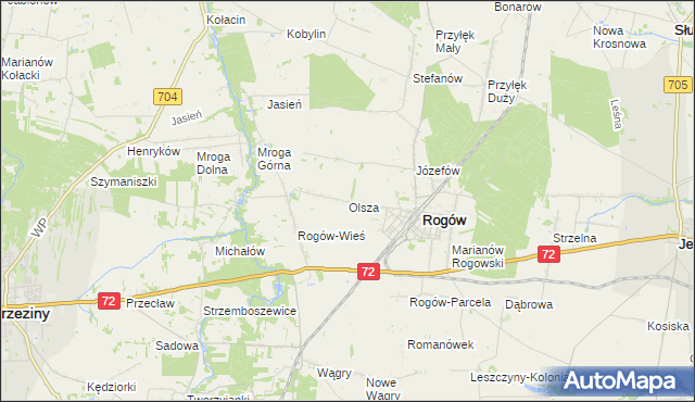 mapa Olsza gmina Rogów, Olsza gmina Rogów na mapie Targeo