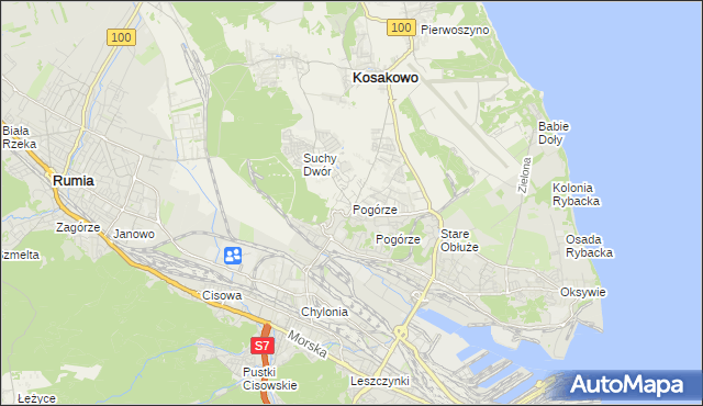 mapa Pogórze gmina Kosakowo, Pogórze gmina Kosakowo na mapie Targeo