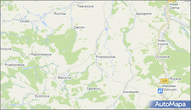 mapa Proboszczów, Proboszczów na mapie Targeo