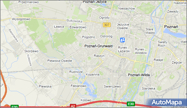 mapa Raszyn gmina Poznań, Raszyn gmina Poznań na mapie Targeo