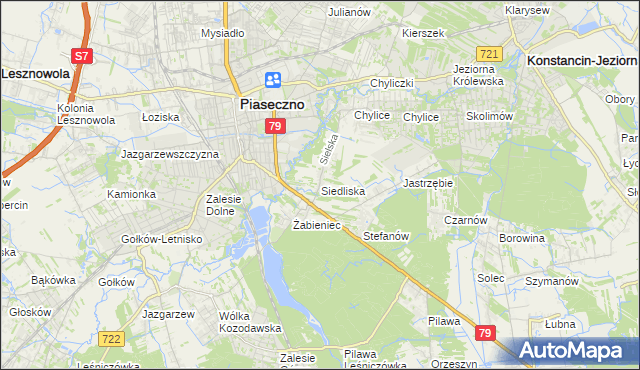 mapa Siedliska gmina Piaseczno, Siedliska gmina Piaseczno na mapie Targeo