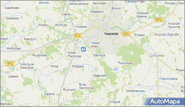 mapa Siennica gmina Nasielsk, Siennica gmina Nasielsk na mapie Targeo