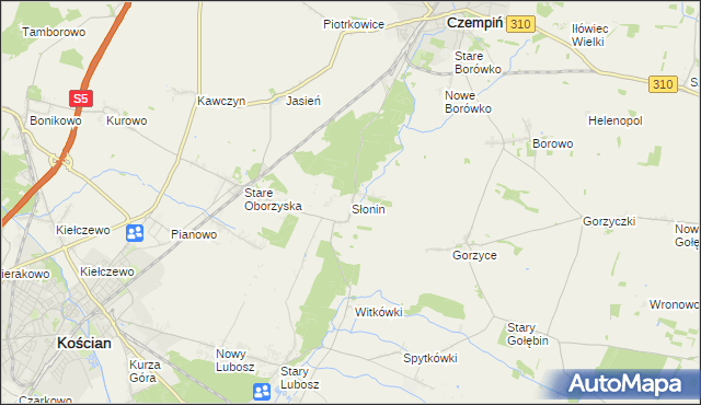 mapa Słonin, Słonin na mapie Targeo