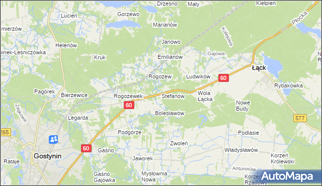 mapa Stefanów gmina Gostynin, Stefanów gmina Gostynin na mapie Targeo