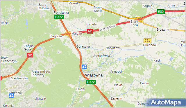 mapa Stefanówka gmina Wiązowna, Stefanówka gmina Wiązowna na mapie Targeo