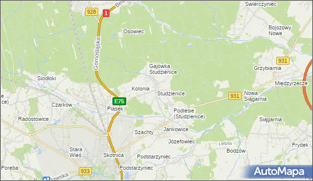 mapa Studzienice gmina Pszczyna, Studzienice gmina Pszczyna na mapie Targeo
